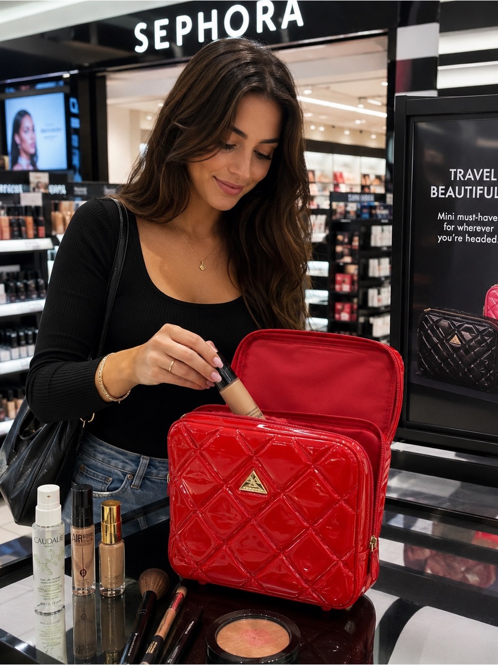 Triforce Quilted Hard Shell Red Cosmetic Travel Case by Triforce New without Tag